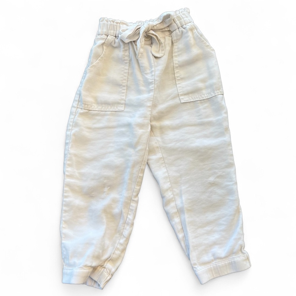 ZARA‎ Kids Toddler Paper Bag Drawstring Pants, Cream, 2-3y